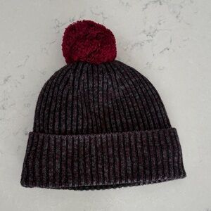 Lululemon Athletica winter hat beanie with scarlet maroon Pom